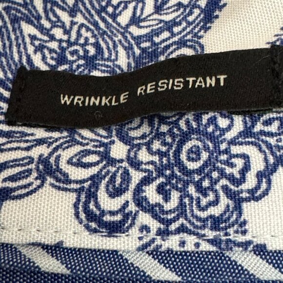 Talbots Blue & White Pin Striped Button Blouse Shirt Floral Flip Cuff 24W - Picture 8 of 14